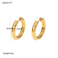 Simple Titanium Steel 18k Gold Geometric Hoop Earrings Jewelry Women sku image 4