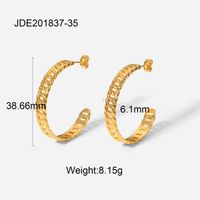 Fashion 18k Gold-plated Stainless Steel Hoop Chain C-shaped Earrings sku image 3