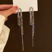 Fashion Alloy Diamond-studded Geometric Earrings Long Tassel Flower Earrings sku image 9