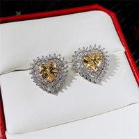 Fashion Hollow Heart Zircon Heart Copper Earrings Wholesale sku image 8