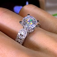 Fashion New Wedding Classic Four-claw Zircon Crystal Female Engagement Proposal Copper Ring Female sku image 1