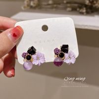 Fashion Diamond Opal Crystal Flower Alloy Earrings Wholesale sku image 7