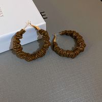 Autumn And Winter Coffee Color Leather Circle Earrings Korean Alloy Earrings sku image 1