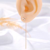 Simple Fashionable Golden Flower Zircon Long Metal Earrings Wholesale main image 4