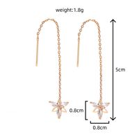 Simple Fashionable Golden Flower Zircon Long Metal Earrings Wholesale main image 8