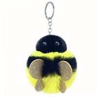 New Pu Sequined Bee Plush Keychain Imitation Rex Rabbit Fur Alloy Pendant main image 1