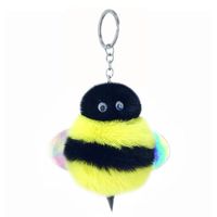 New Pu Sequined Bee Plush Keychain Imitation Rex Rabbit Fur Alloy Pendant main image 6
