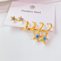 Fashion Trend New Titanium Steel Star Eye Shape Earring Set Wholesale main image 1