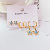 Fashion Trend New Titanium Steel Star Eye Shape Earring Set Wholesale main image 3