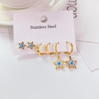 Tendencia De La Moda Nuevo Conjunto De Aretes Con Forma De Ojo De Estrella De Acero De Titanio Al Por Mayor main image 3