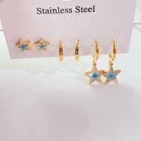 Fashion Trend New Titanium Steel Star Eye Shape Earring Set Wholesale main image 5