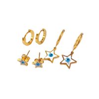 Fashion Trend New Titanium Steel Star Eye Shape Earring Set Wholesale main image 6