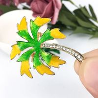 Fashion Zircon Inlaid Coconut Tree Brooch Alloy Drip Oil Brooch sku image 1