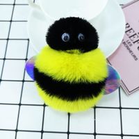 New Pu Sequined Bee Plush Keychain Imitation Rex Rabbit Fur Alloy Pendant sku image 2