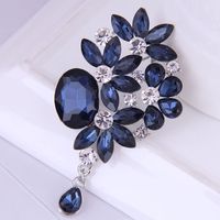 Korean Fashion Simple Bright Buds Dripping Alloy Diamond Blue Brooch main image 1