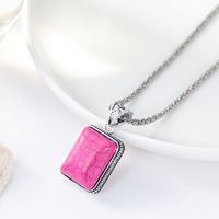 Retro Carved Plum Red Turquoise Pendant Alloy Necklace Wholesale sku image 1