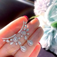 Fashion Pear Shaped Inlaid Zircon Copper Earrings Wholesale main image 1