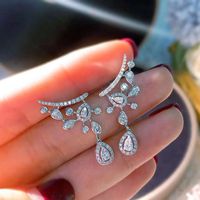 Fashion Pear Shaped Inlaid Zircon Copper Earrings Wholesale main image 4