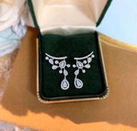 Fashion Pear Shaped Inlaid Zircon Copper Earrings Wholesale main image 5