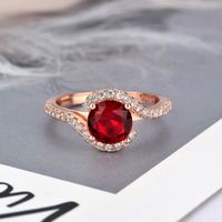 Mode Klassische Kupfer Überzogene Rose Gold Mikro-set Zirkon Ring Großhandel main image 4