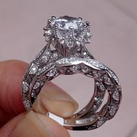 Mode Diamant Rund Eingelegte Zirkon Legierung Doppels Chicht Ring Großhandel main image 4