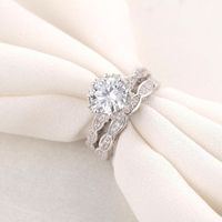 Mode Diamant Rund Eingelegte Zirkon Legierung Doppels Chicht Ring Großhandel main image 5