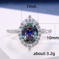 Fashion Copper Inlaid Colored Zircon Oval Ring Wholesale main image 6