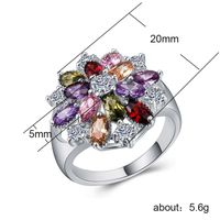 Creative Fashion Copper Inlaid Color Zircon Flower Shape Ring main image 6
