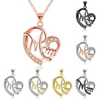 Fashion Letter Mom Separation Heart-shaped Diamond Copper Necklace main image 1