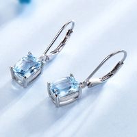 Fashion New Blue Topaz Drop Zircon Copper Earrings Wholesale main image 3