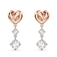 Fashion Simple Heart-shaped Drop Earrings Inlaid Zircon Copper Earrings main image 1