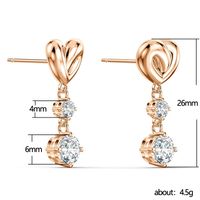 Fashion Simple Heart-shaped Drop Earrings Inlaid Zircon Copper Earrings main image 6