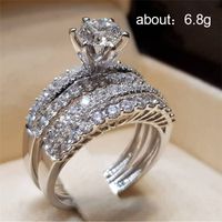 Fashion Romantic Alloy Inlaid Multi-row Rhinestone Geometric Ring main image 3