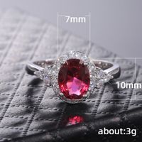 Classic Fashion Copper Inlaid Red Zircon Oval Ring main image 6
