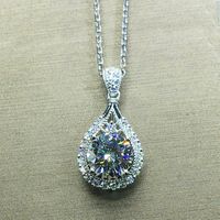 New Luxury Pear Shape Water Drop Pendant Copper Clavicle Chain Wholesale main image 5