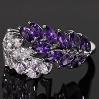 Creative Fashion Copper Inlaid Zircon Two-colors Small Leafs Ring Wholesale main image 3