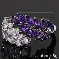 Creative Fashion Copper Inlaid Zircon Two-colors Small Leafs Ring Wholesale main image 6