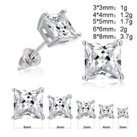 Classic Inlaid Four-claw Square Zircon Copper Earrings Wholesale main image 6