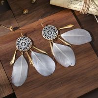 Fashion Ethnic Style Dream Catcher Pattern Braided Feather Alloy Earrings main image 3