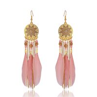 Creative Round Sun Feather Leaf Tassel Earrings Wholesale main image 4