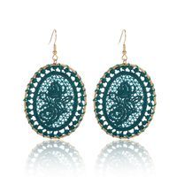 Hollow Winding Dream Catcher Weave Oval Pattern Earrings Wholesale main image 3