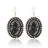 Hollow Winding Dream Catcher Weave Oval Pattern Earrings Wholesale main image 4