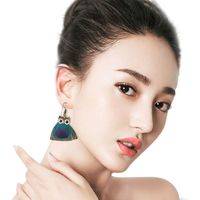 Creative Fashion Feather Earrings Owl Retro Alloy Earrings main image 2