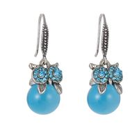 Retro Ethnic Style Diamond-encrusted Opal Owl Alloy Earrings main image 1