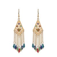Retro Hollow Geometric Chinese Long Chain Crystal Earrings Wholesale main image 2