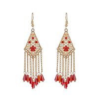 Retro Hollow Geometric Chinese Long Chain Crystal Earrings Wholesale main image 4