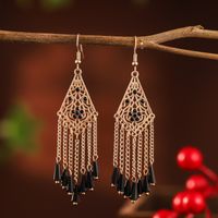 Retro Hollow Geometric Chinese Long Chain Crystal Earrings Wholesale main image 6