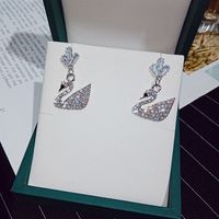 Korean Geometric Heart Snowflake Full Diamond Long Tassel Alloy Earrings main image 1