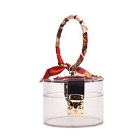 Fashion Jelly Transparent Bucket Fashion Lock Ring Handbag 13*10*13cm main image 6