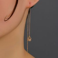 Vintage Hollow Bead Zircon Pendant Long Tassel Copper Earring Wholesale sku image 1